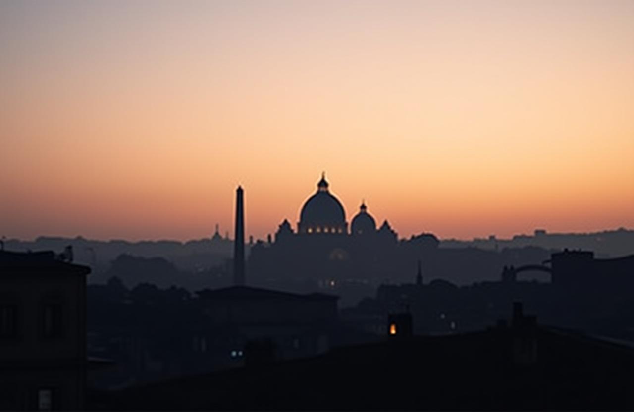 L'aurora sopra i tetti di Roma